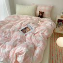 GobekUsa Cozy Cotton Grid Bedding Sets for Student Dorms - Queen/King Bedclothes