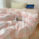 GobekUsa Cozy Cotton Grid Bedding Sets for Student Dorms - Queen/King Bedclothes