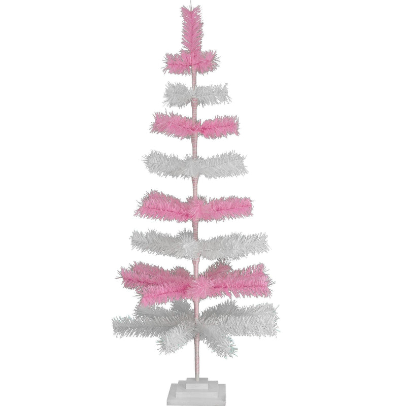 Pink & White Layered Tinsel Christmas Tree