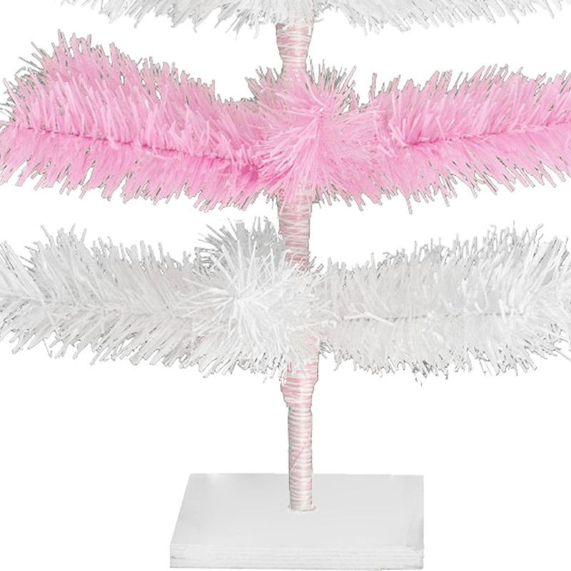 Pink & White Layered Tinsel Christmas Tree