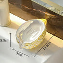 Pink and yellow bitter gourd ceramic soap dish bathroom drainage rack by Decorbites
