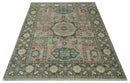 Pink, Beige and Olive Hand knotted Medallion Mamluk Design 8x10 wool Area Rug by The Rug Decor
