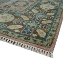 Pink, Beige and Olive Hand knotted Medallion Mamluk Design 8x10 wool Area Rug by The Rug Decor