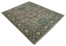 Pink, Beige and Olive Hand knotted Medallion Mamluk Design 8x10 wool Area Rug by The Rug Decor