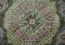 Pink, Beige and Olive Hand knotted Medallion Mamluk Design 8x10 wool Area Rug by The Rug Decor