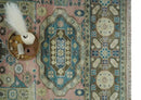 Pink, Beige and Olive Hand knotted Medallion Mamluk Design 8x10 wool Area Rug by The Rug Decor