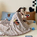 GobekUsa Cartoon Patch Woolen Blanket with Fur Balls for Single Bed