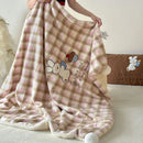 GobekUsa Cartoon Patch Woolen Blanket with Fur Balls for Single Bed
