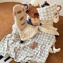 GobekUsa Cartoon Patch Woolen Blanket with Fur Balls for Single Bed
