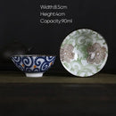 Pink & black floral white porcelain hand-painted bowls dining room set by Decorbites