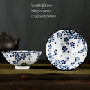 Pink & black floral white porcelain hand-painted bowls dining room set by Decorbites