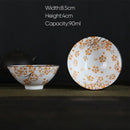 Pink & black floral white porcelain hand-painted bowls dining room set by Decorbites