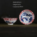 Pink & black floral white porcelain hand-painted bowls dining room set by Decorbites