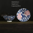 Pink & black floral white porcelain hand-painted bowls dining room set by Decorbites