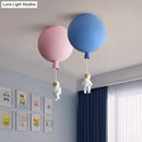 GobekUsa Balloon and Astronaut Ceiling Lamp Kids Acrylic 1 Head Bedroom Pendant Lighting Fixture