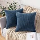 Pink & blue striped corduroy pillow cover living room decor by Decorbites