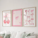 GobekUsa Pink Bows Wall Art Set - 3 Pieces