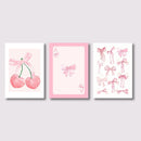 GobekUsa Pink Bows Wall Art Set - 3 Pieces