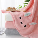 Pink bunny face towel cartoon soft hand decor for bathroom by Decorbites