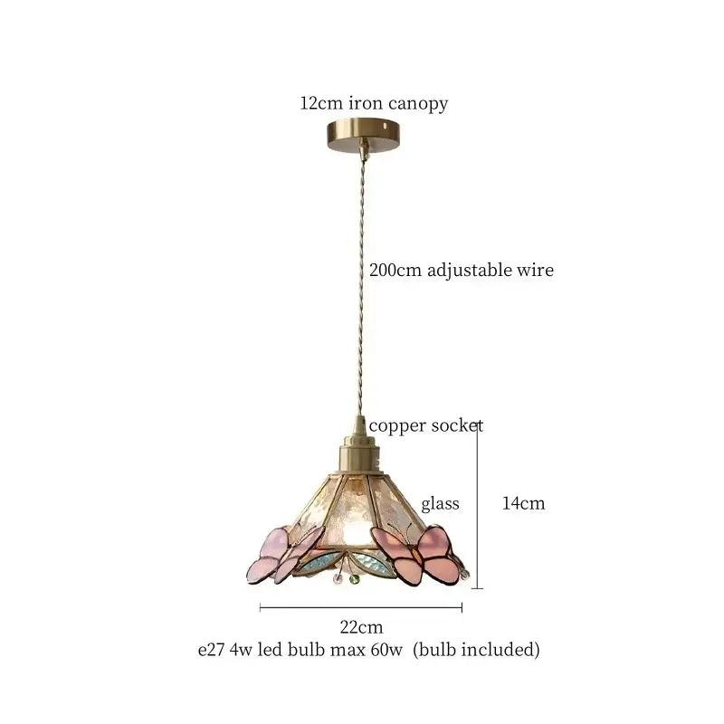 GobekUsa Butterfly Glass LED Pendant Light for Bedroom and Living Room, photo 7 of 7