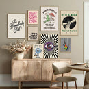 GobekUsa Pink Cartoon Print Canvas Wall Art