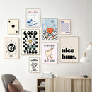 GobekUsa Pink Cartoon Print Canvas Wall Art
