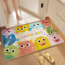 Pink cartoon print plush bathroom mat soft absorbent entrance rug by Decorbites