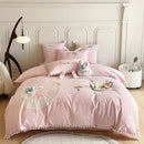 GobekUsa Cartoon Rabbit Moon Embroidery 100% Cotton Girls Bedding Set with Ball Edge