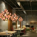 GobekUsa Green Plants Cherry Blossoms Chandelier, Elegant Pendant Lamp for Bar and Restaurant