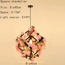 GobekUsa Green Plants Cherry Blossoms Chandelier, Elegant Pendant Lamp for Bar and Restaurant