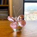 Pink & clear crystal butterfly figurine bedroom decor ornament by Decorbites