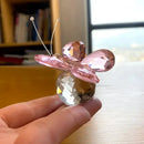 Pink & clear crystal butterfly figurine bedroom decor ornament by Decorbites