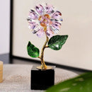 GobekUsa Crystal Sunflower Metal Sculpture Home Decor Figurine Glass Handicraft