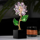 GobekUsa Crystal Sunflower Metal Sculpture Home Decor Figurine Glass Handicraft