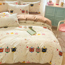 GobekUsa Cotton Cartoon Printed Bed Set with Non-Fading Floral Patterns for Adults