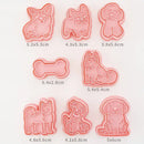Pink dog and cat cookie cutters set kitchen 3d biscuit molds by Decorbites