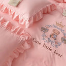 GobekUsa French Embroidered Cotton Bed Skirt Set with Ruffled Edges