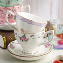 Pink floral bone china flower tea cup set dining room phnom penh trim by Decorbites