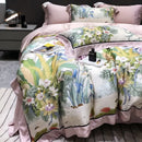 GobekUsa Eucalyptus Lyocell Flowers Duvet Set with Sheet & Pillowcases