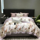 GobekUsa Eucalyptus Lyocell Flowers Duvet Set with Sheet & Pillowcases
