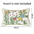 Pink flower farmhouse cushion cover cream embroidered living room by Decorbites