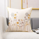 Pink flower farmhouse cushion cover cream embroidered living room by Decorbites