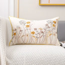 Pink flower farmhouse cushion cover cream embroidered living room by Decorbites