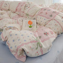 GobekUsa Pink Flowers Duvet Cover Set for Girls and Boys