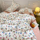 GobekUsa Pink Flowers Duvet Cover Set for Girls and Boys