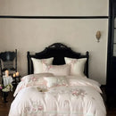 GobekUsa 4-Pc Flowers Embroidery Bedding Set 1000TC Egyptian Cotton Duvet Cover Sheets