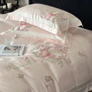 GobekUsa 4-Pc Flowers Embroidery Bedding Set 1000TC Egyptian Cotton Duvet Cover Sheets