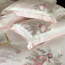 GobekUsa 4-Pc Flowers Embroidery Bedding Set 1000TC Egyptian Cotton Duvet Cover Sheets