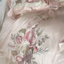 GobekUsa 4-Pc Flowers Embroidery Bedding Set 1000TC Egyptian Cotton Duvet Cover Sheets