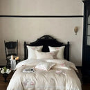 GobekUsa 4-Pc Flowers Embroidery Bedding Set 1000TC Egyptian Cotton Duvet Cover Sheets